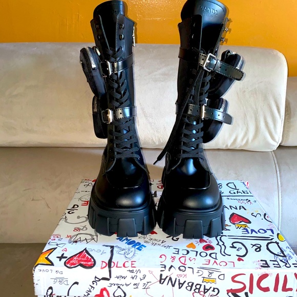 prada removable pouch combat boot